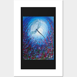 Dark Flower Dragonfly Moon Posters and Art